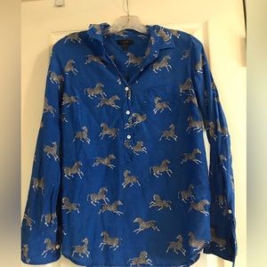 J Crew Zebra Popover Blouse